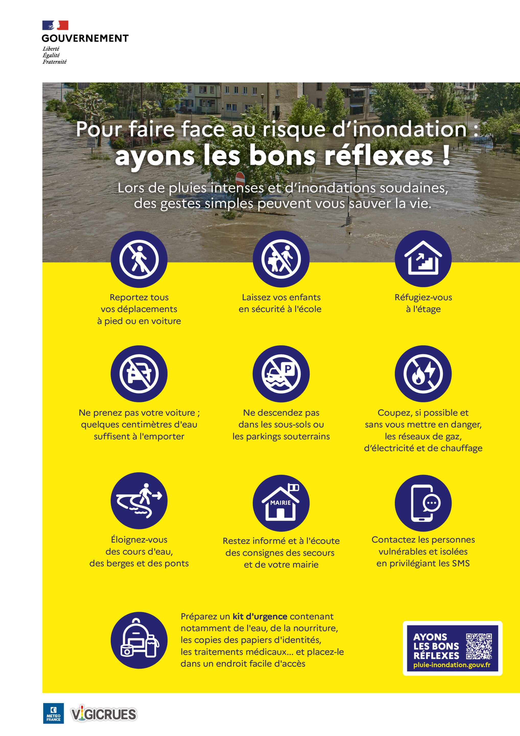 Affiche bon reflexes A4-RVB Orage - Vigilance Jaune